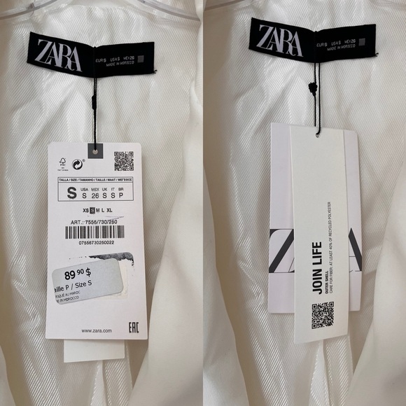 NWT ZARA White Double-Breasted Oversized Minimalist Blazer S Blogger Favourite - Picture 6 of 16